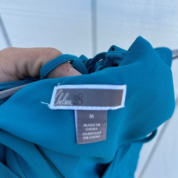 Chelsea 28 Blue, Sleeveless, A Line, Swing, Short Dress, Lace Up Neckline, Sz M - Picture 4 of 6